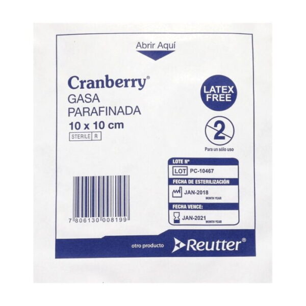 Cranberry Gasa Parafinada 10 x 10 cm / 1 Unidad