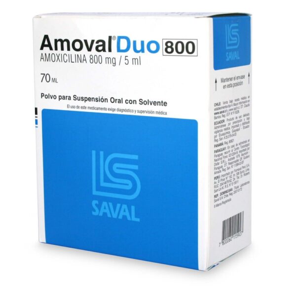Amoval Duo 800mg/5mL 70mL Polvo Para Suspensión Oral con Solvente