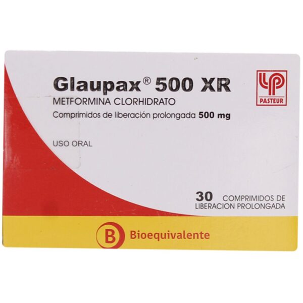 Glaupax XR Metformina 500 mg / 30 Comprimidos de Liberación Prolongada