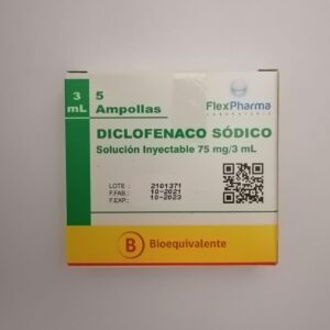 DICLOFENACO SÓDICO INYECTABLE 75 MG / 3 mL / 5 AMPOLLAS