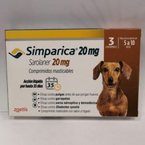 SIMPARICA 20 mg 5 A 10 Kg / 3 COMPRIMIDOS